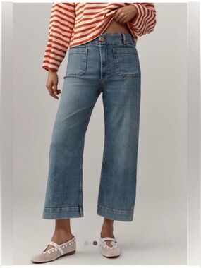 Maeve by Anthropologie The Colette Crop High-Rise Wide-Leg Jeans Size 32.